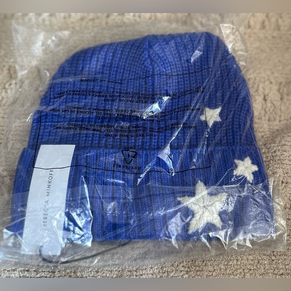 Rebecca Minkoff NWT Cobalt Blue Embroidered Star Beanie Rare Knitted Ribbed Star Beanie | Perfect Moment | Perfect Moment main image 4
